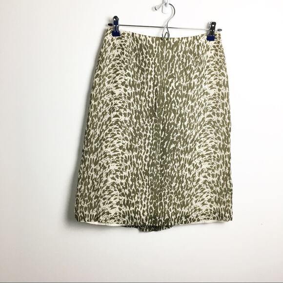J.Crew Animal Print Skirt Green Beige Size 8 - Picture 1 of 13